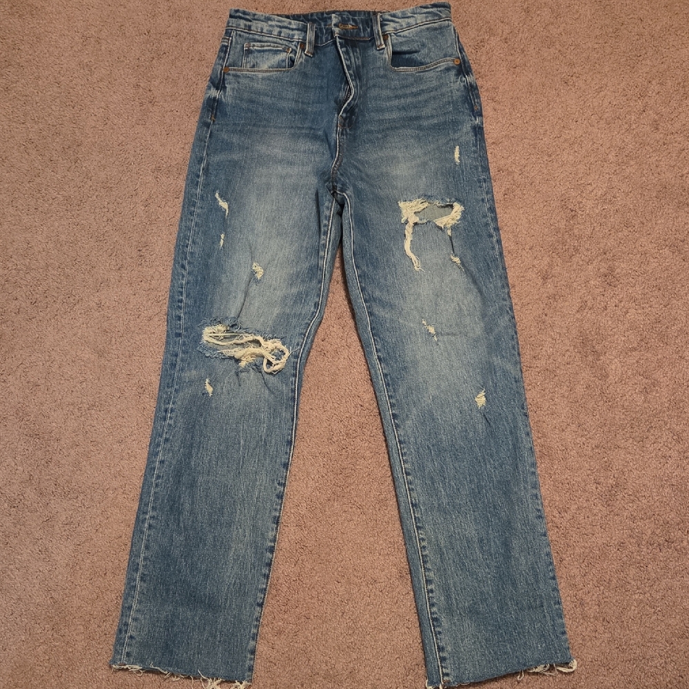 Blank NYC Distressed Blue Straight Jeans